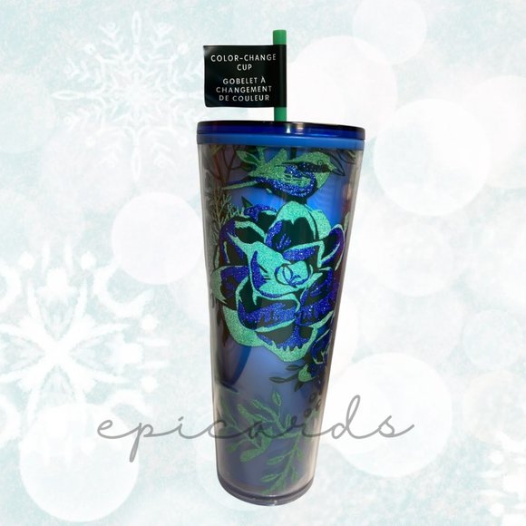 Starbucks Holiday 2022 Blue Woodland Color Changing Tumbler Cold Cup Venti 24oz - Picture 1 of 6